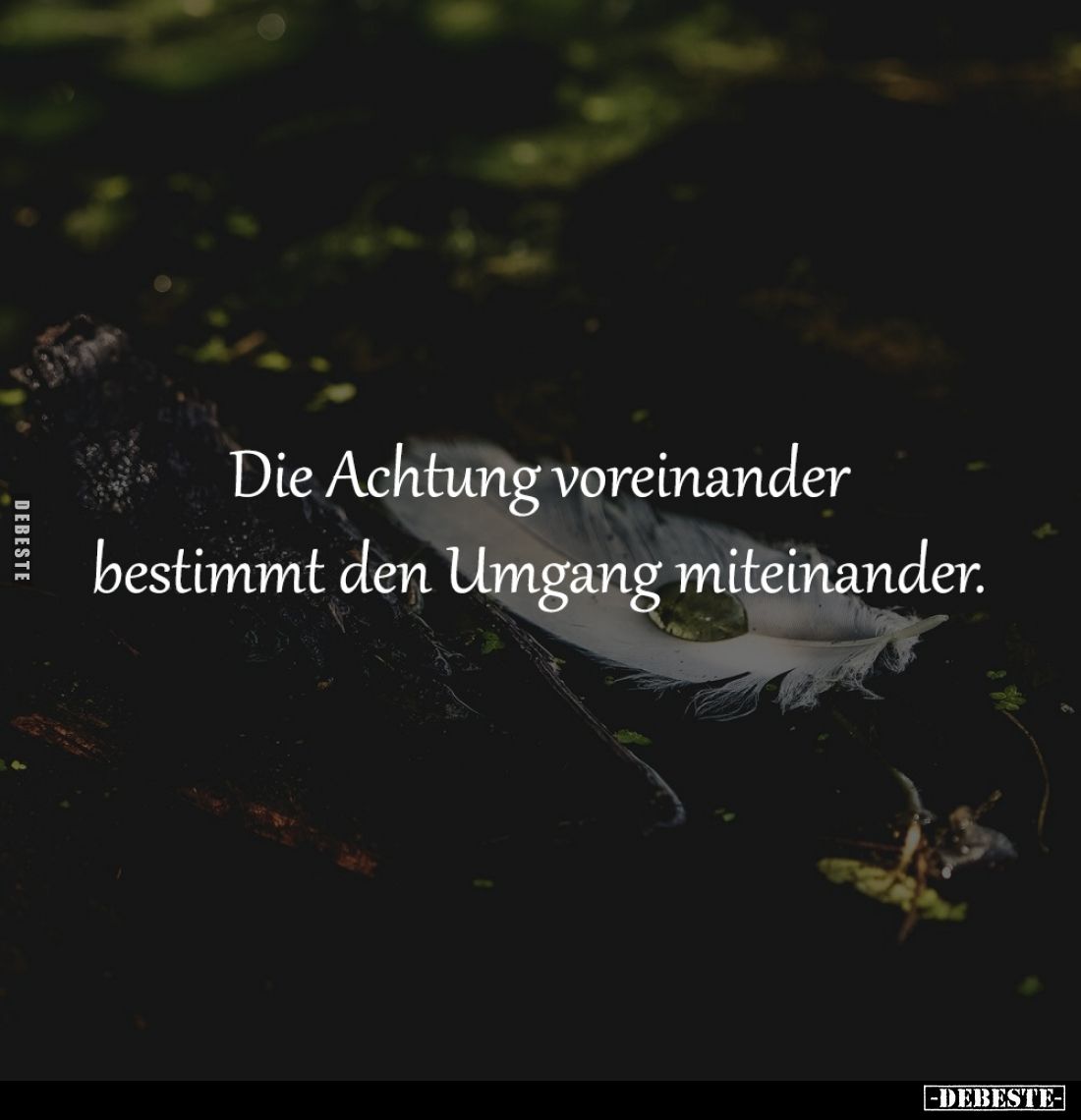 Die Achtung voreinander
bestimmt den Umgang miteinander.