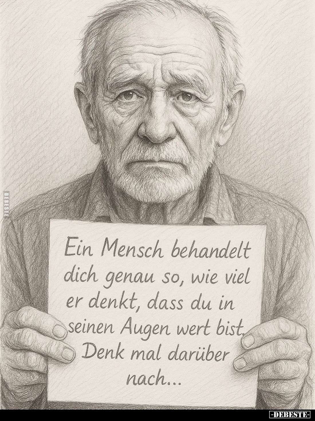 Ein Mensch behandelt dich genau so, wie viel er denkt, dass du in seinen Augen wert bist, Denk mal darüber nach...