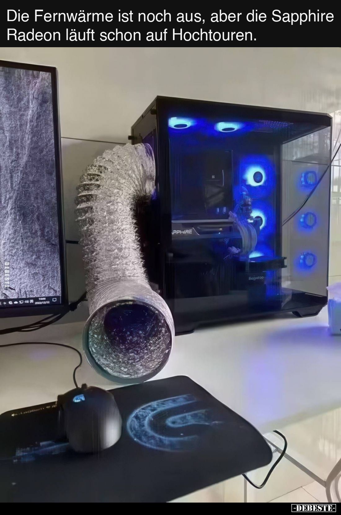 Die Fernwärme ist noch aus, aber die Sapphire Radeon läuft schon auf Hochtouren.