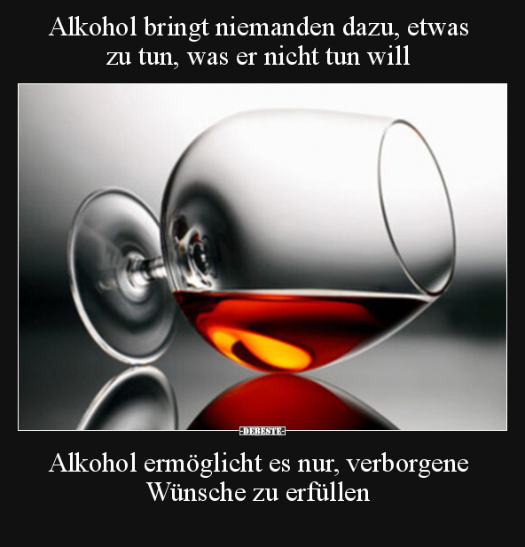 Alkohol bringt niemanden dazu, etwas zu tun, was er nicht.. - Lustige Bilder | DEBESTE.de