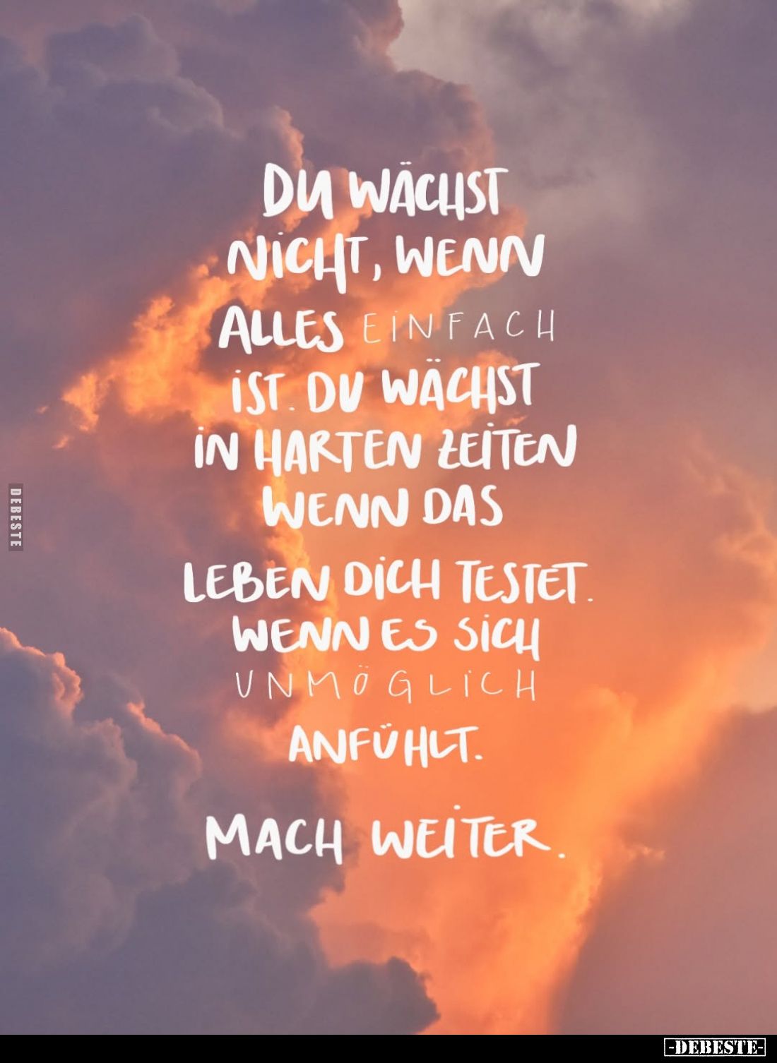 Du wachst nicht, wenn alles einfach ist. Du wachst in harten Zeiten wenn das
Leben dich testet. Wenn es sich unmöglich anfüh...