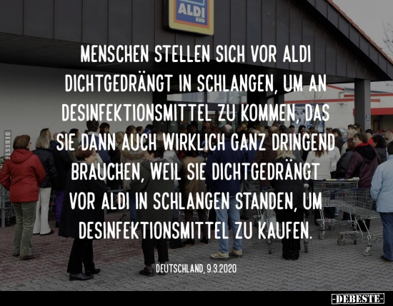 Menschen stellen sich vor Aldi dichtgedrängt in.. - Lustige Bilder | DEBESTE.de