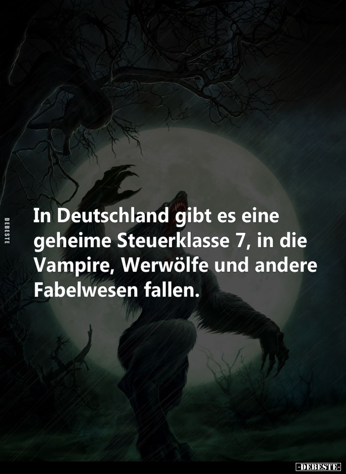 In Deutschland gibt es eine geheime Steuerklasse 7, in die Vampire, Werwölfe und andere Fabelwesen fallen.