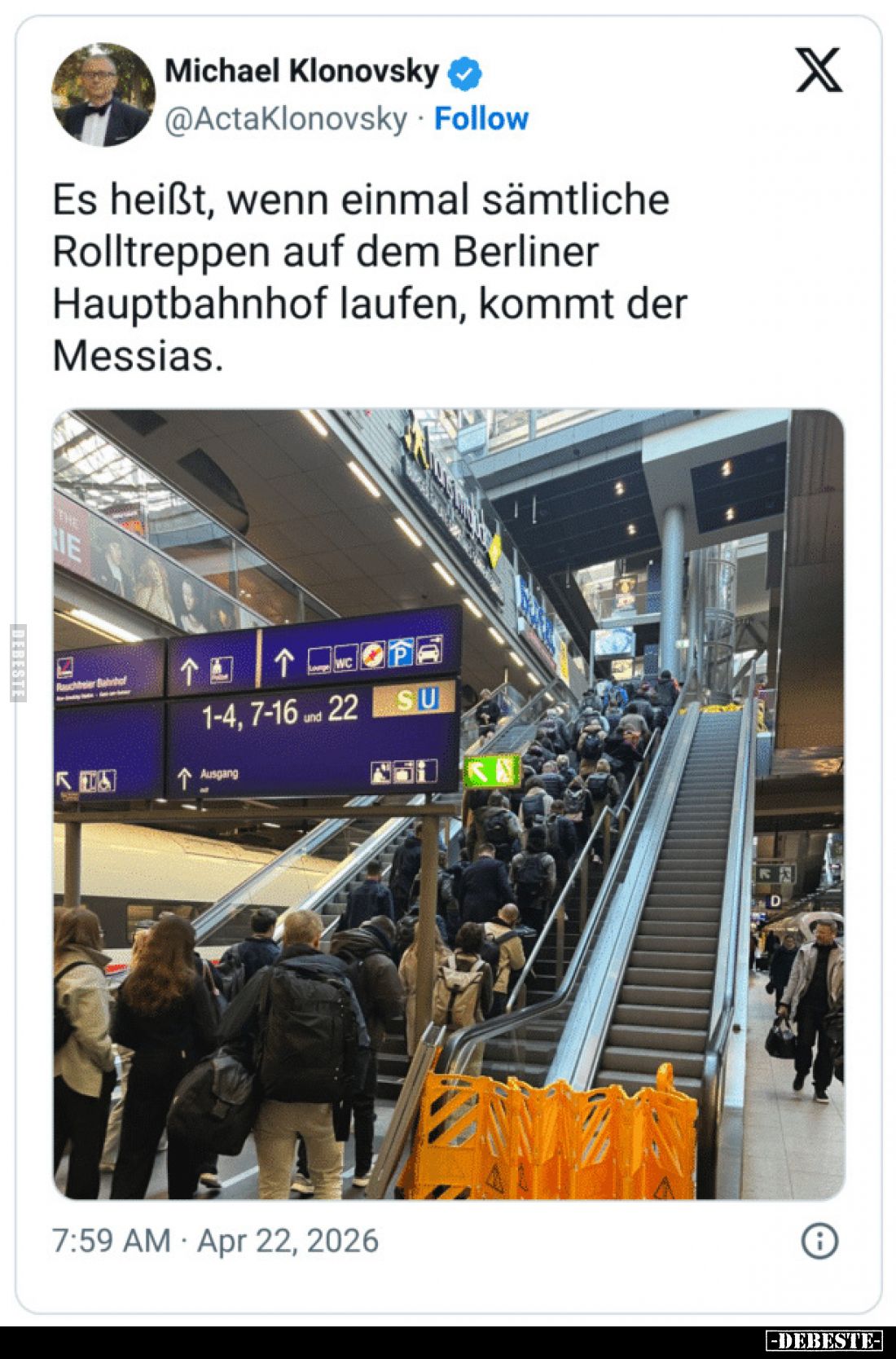 Es heißt, wenn einmal sämtliche Rolltreppen auf dem.. - Lustige Bilder | DEBESTE.de