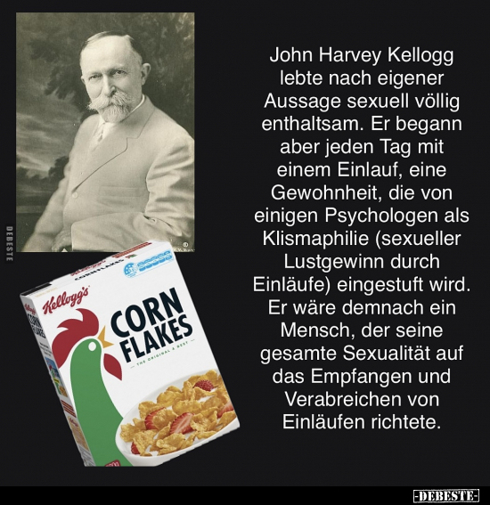 John Harvey Kellogg lebte nach eigener Aussage s*exuell.. - Lustige Bilder | DEBESTE.de