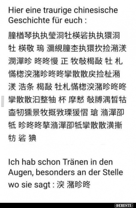 Hier eine traurige chinesische Geschichte für euch.. - Lustige Bilder | DEBESTE.de