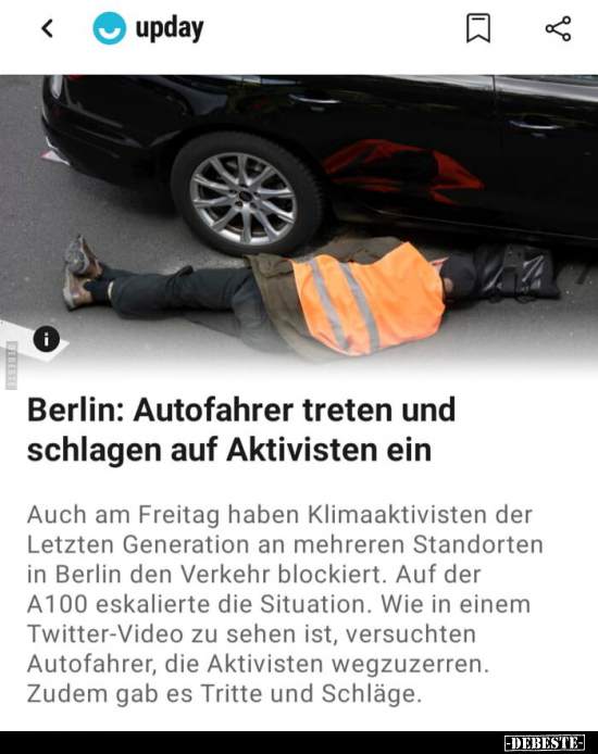 Berlin: Autofahrer treten und schlagen auf Aktivisten.. - Lustige Bilder | DEBESTE.de