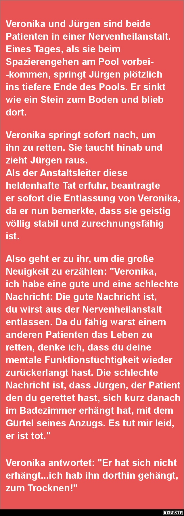 Veronika und Jürgen sind beide Patienten in einer Nervenheilanstalt.. - Lustige Bilder | DEBESTE.de