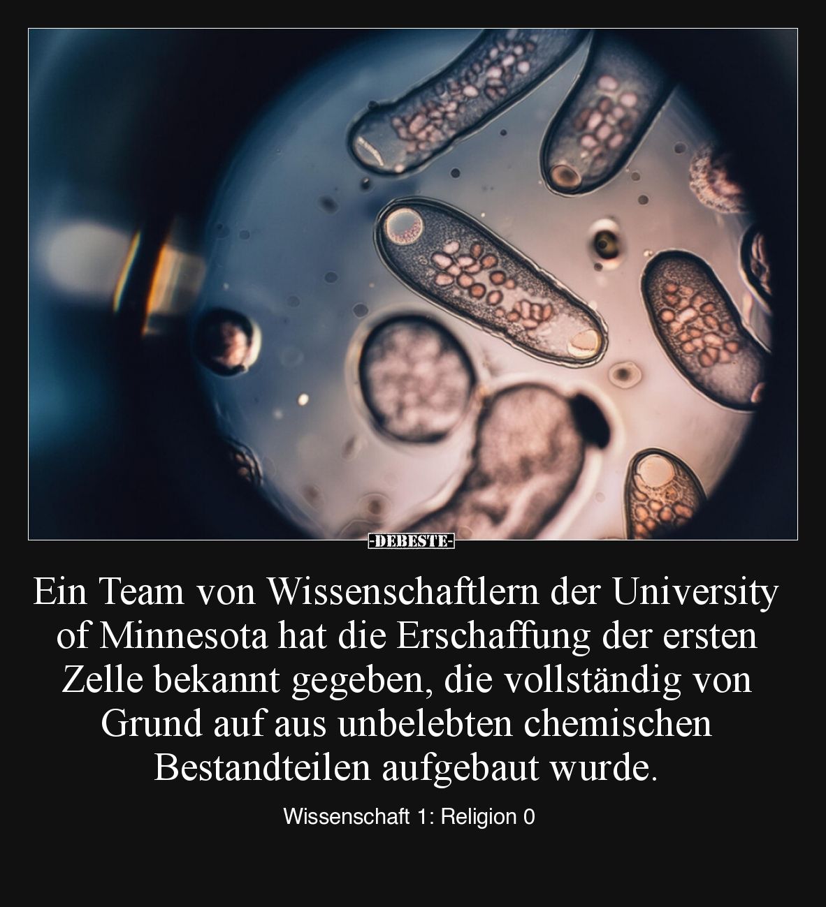 Ein Team von Wissenschaftlern der University of Minnesota hat die Erschaffung der ersten Zelle bekannt gegeben, die vollständ...