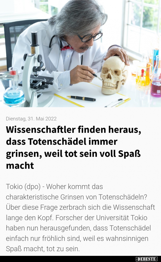 Wissenschaftler finden heraus, dass Totenschädel immer.. - Lustige Bilder | DEBESTE.de