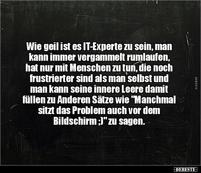 Wie geil ist es IT-Experte zu sein, man kann immer.. - Lustige Bilder | DEBESTE.de