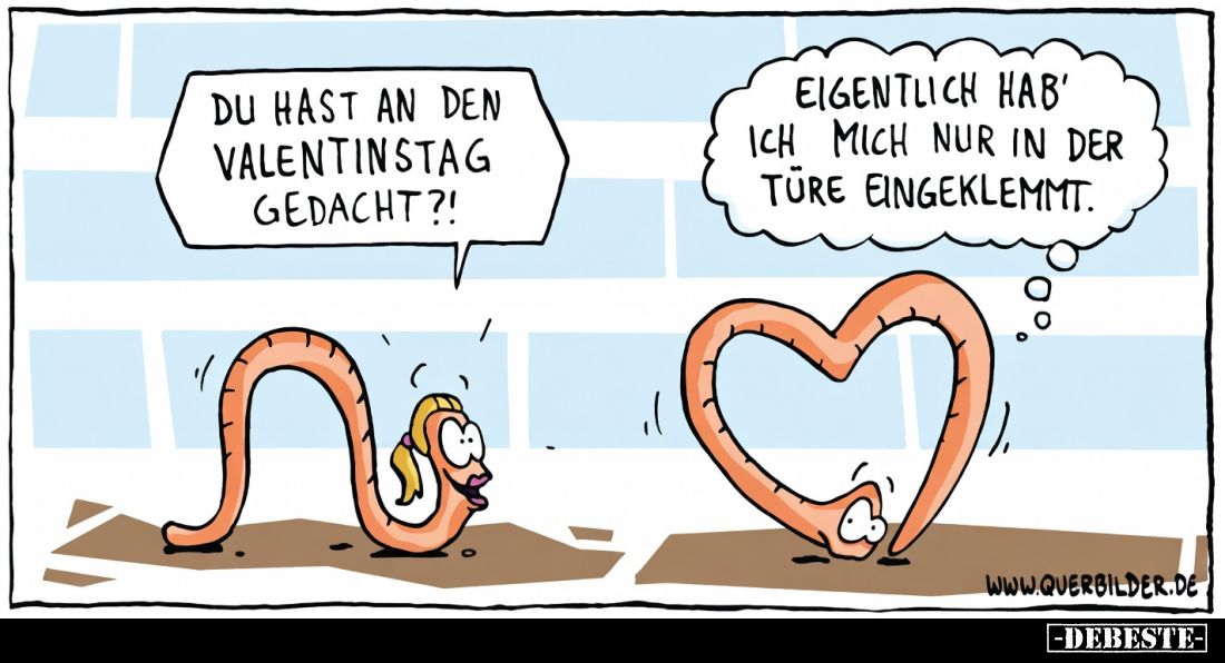 Du hast an den Valentinstag gedacht?!
Eigentlich hab' ich mich nur in der Türe eingeklemmt.