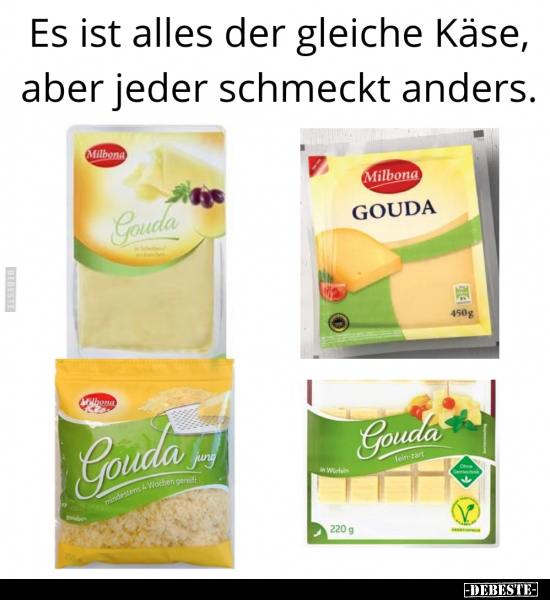 Es ist alles der gleiche Käse, aber jeder schmeckt.. - Lustige Bilder | DEBESTE.de