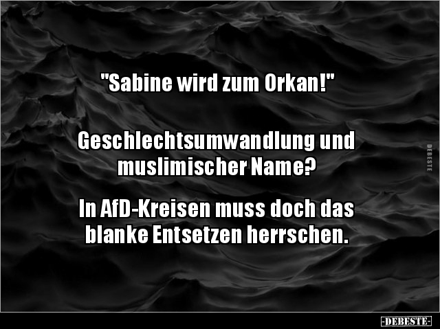 "Sabine wird zum Orkan!"   Geschlechtsumwandlung und.. - Lustige Bilder | DEBESTE.de