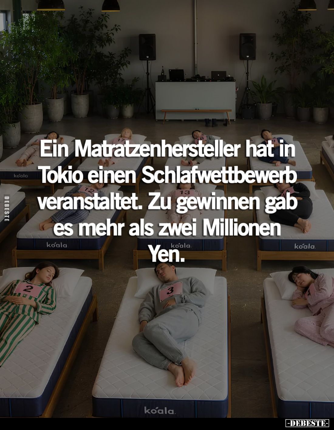 Ein Matratzenhersteller hat in Tokio einen Schlafwettbewerb veranstaltet. Zu gewinnen gab es mehr als zwei Millionen Yen.