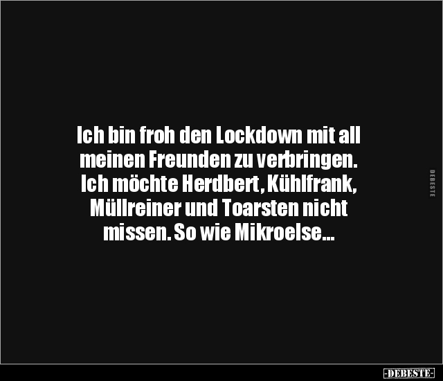 Ich bin froh den Lockdown mit all meinen Freunden zu.. - Lustige Bilder | DEBESTE.de