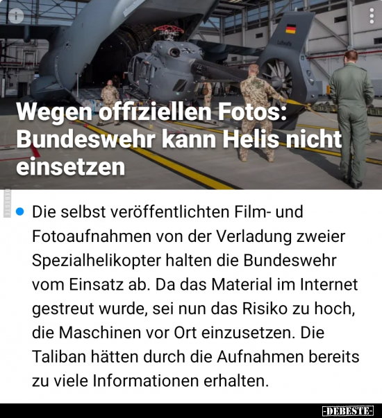 Wegen offiziellen Fotos: Bundeswehr kann Helis nicht.. - Lustige Bilder | DEBESTE.de