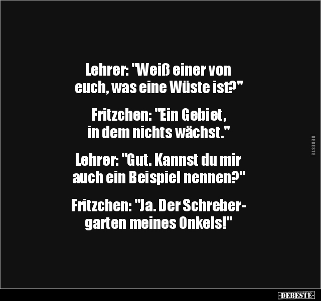 Lehrer: "Weiß einer von euch, was eine Wüste.." - Lustige Bilder | DEBESTE.de