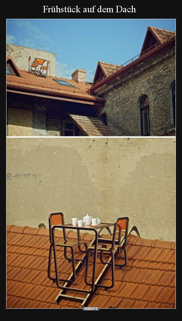 Frühstück auf dem Dach.