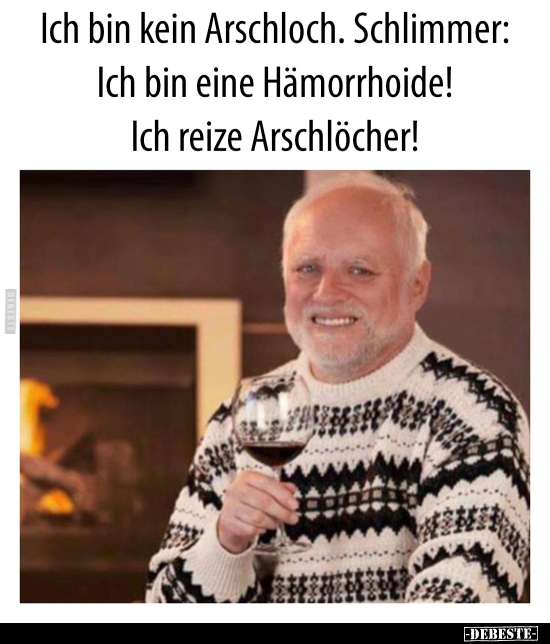 Ich bin kein Arschloch. Schlimmer: Ich bin eine Hämorrhoide! - Lustige Bilder | DEBESTE.de