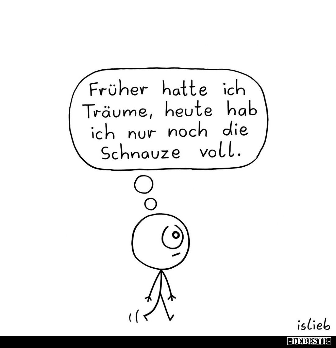 Früher hatte ich Träume, heute hab ich nur noch die Schnauze voll.