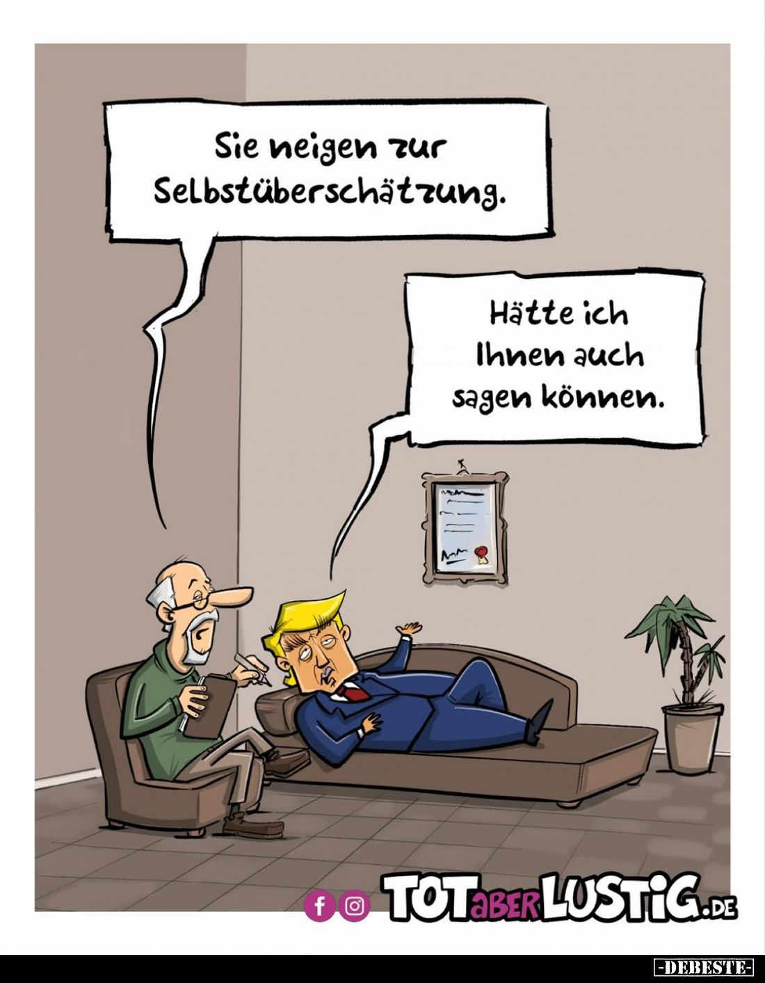 Sie neigen zur Selbstüberschätzung.
-
Hätte ich Ihnen auch sagen können.