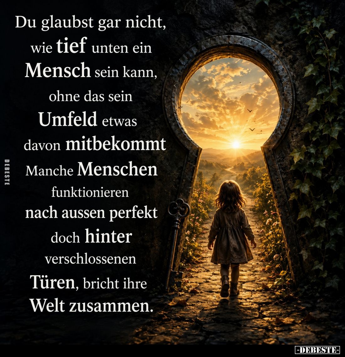 Du glaubst gar nicht, wie tief unten ein Mensch sein kann, ohne das sein Umfeld etwas davon mitbekommt Manche Menschen funkti...