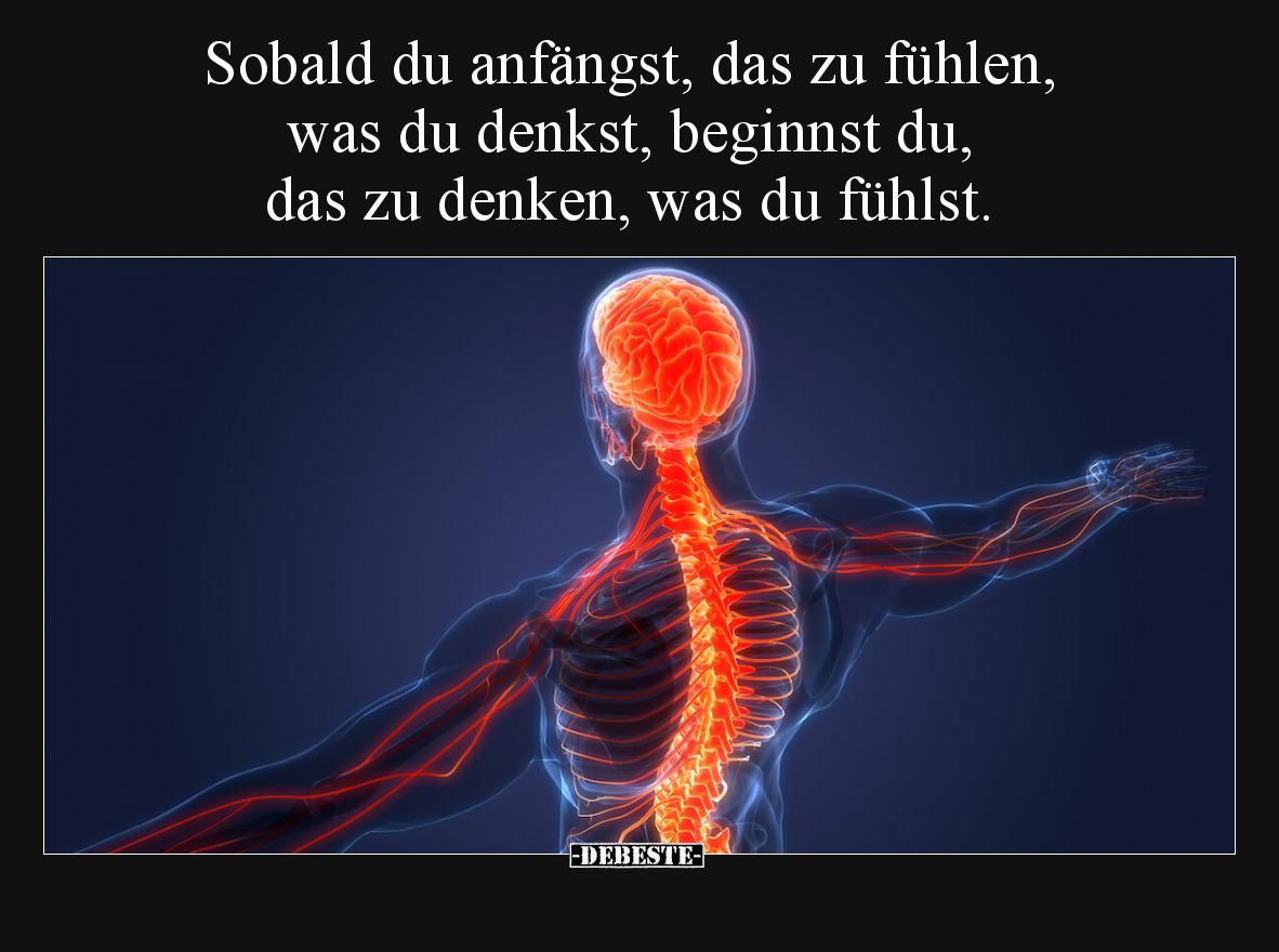 Sobald du anfängst, das zu fühlen, was du denkst, beginnst du, das zu denken, was du fühlst.