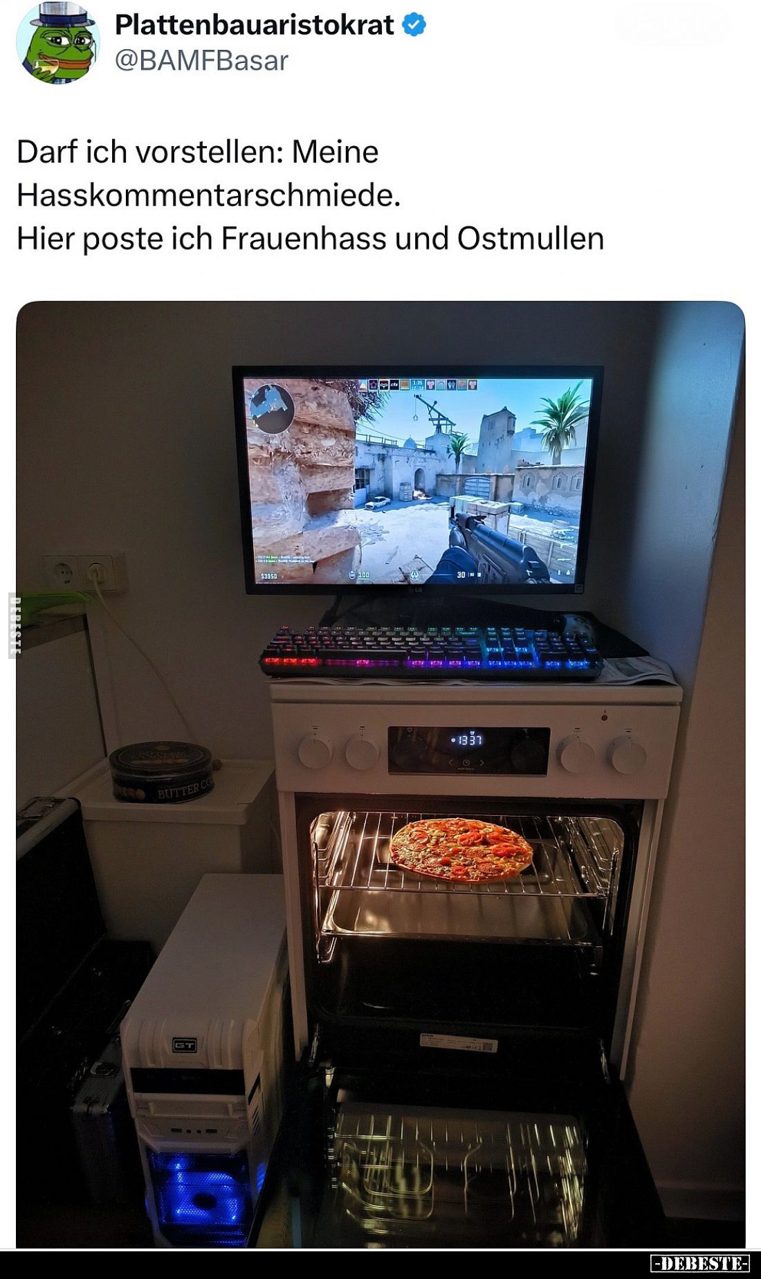 Darf ich vorstellen: Meine
Hasskommentarschmiede.
Hier poste ich Frauenhass und Ostmullen