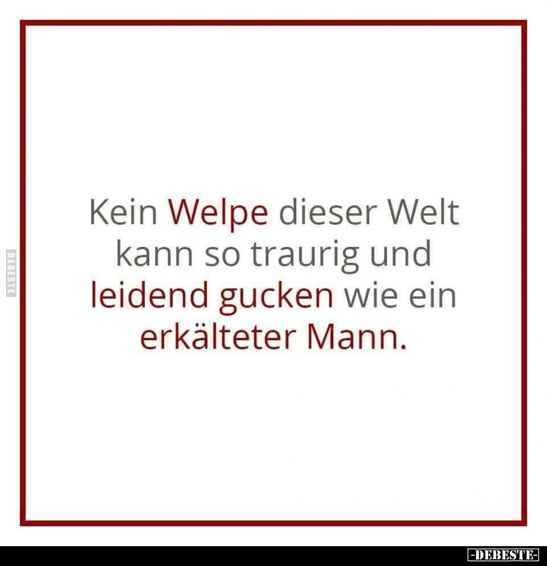 Kein Welpe dieser Welt kann so traurig und leidend gucken wie ein erkälteter Mann.