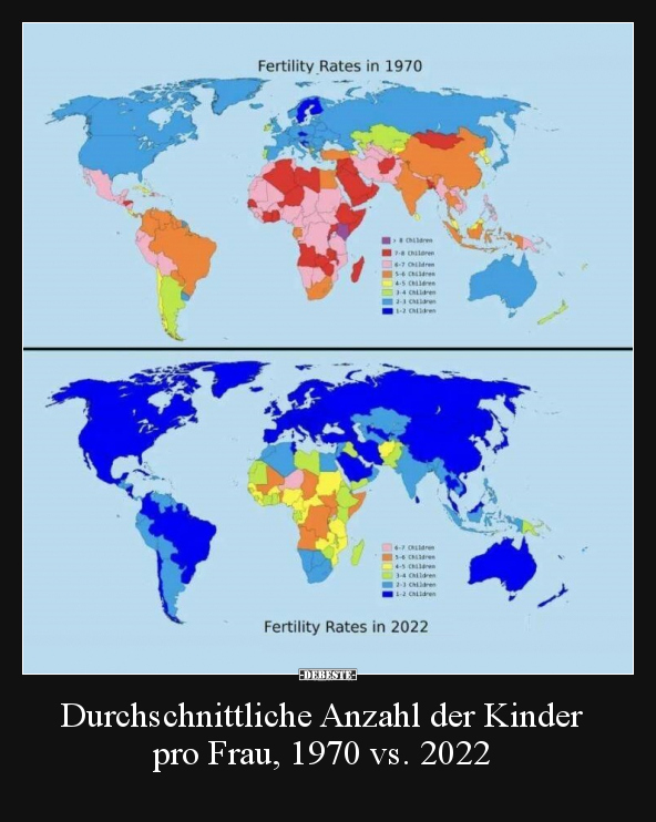 Durchschnittliche Anzahl der Kinder pro Frau, 1970 vs... - Lustige Bilder | DEBESTE.de