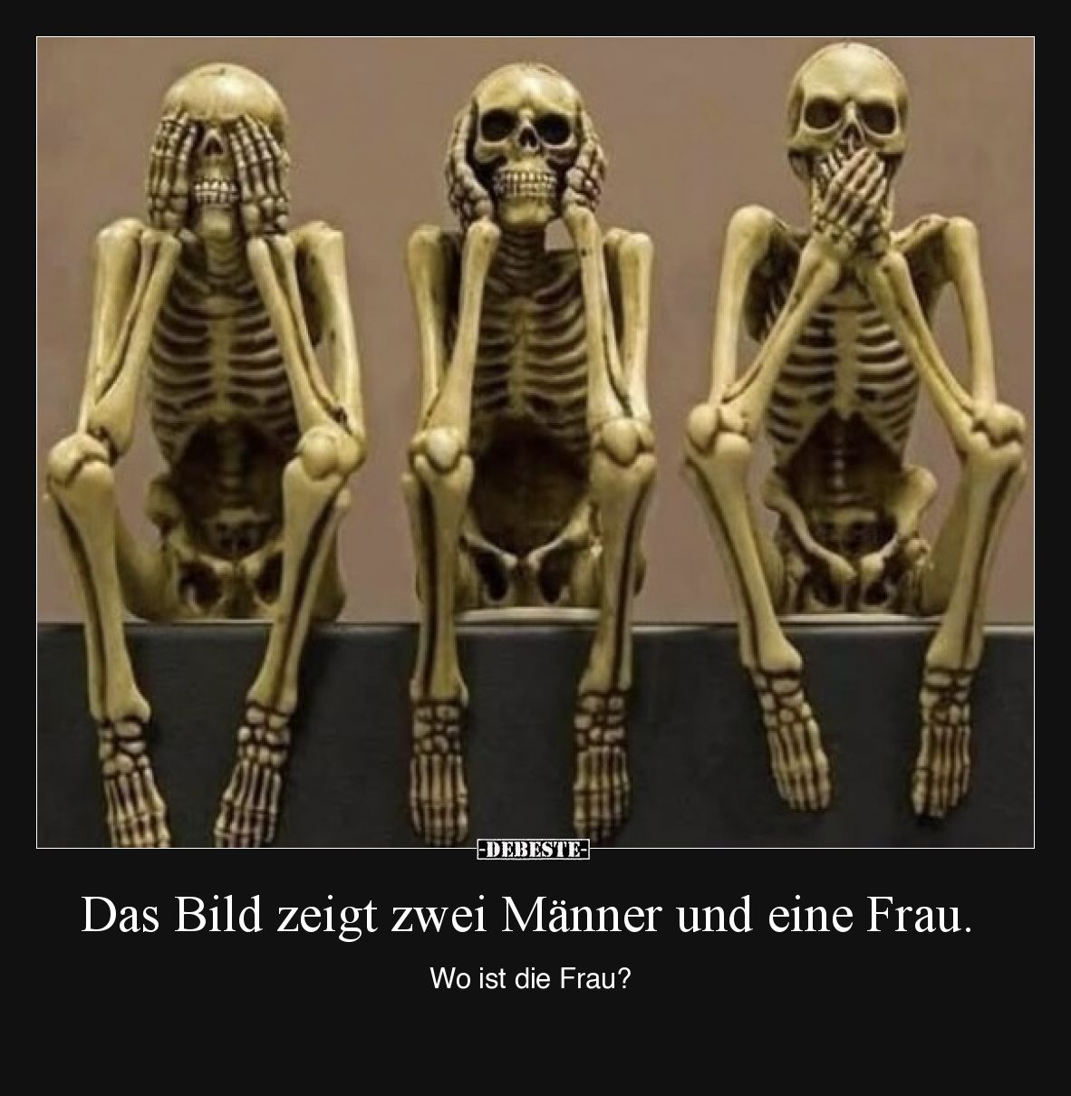 Das Bild zeigt zwei Männer und eine Frau.

Wo ist die Frau?