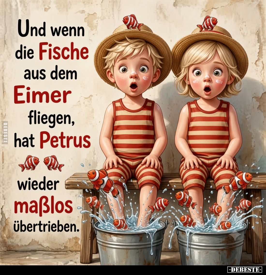 Und wenn die Fische aus dem Eimer fliegen, hat Petrus
wieder maßlos übertrieben.