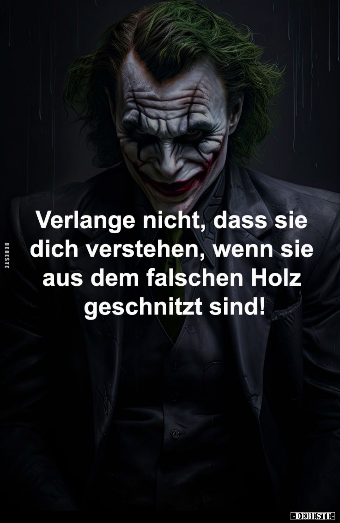 Verlange nicht, dass sie 
dich verstehen, wenn sie 
aus dem falschen Holz 
geschnitzt sind!
