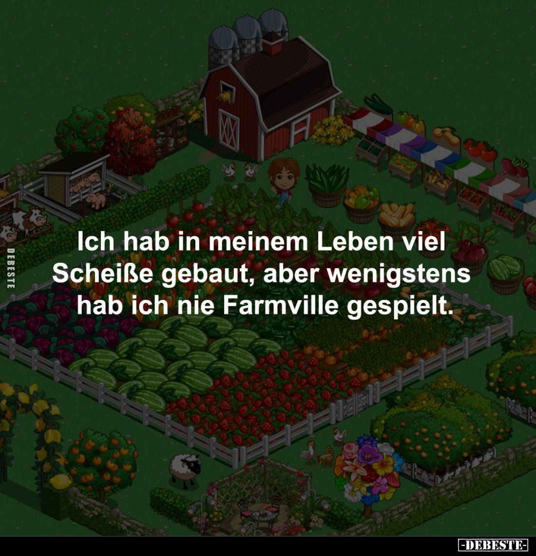 Ich hab in meinem Leben viel 
Scheiße gebaut, aber wenigstens 
hab ich nie Farmville gespielt.