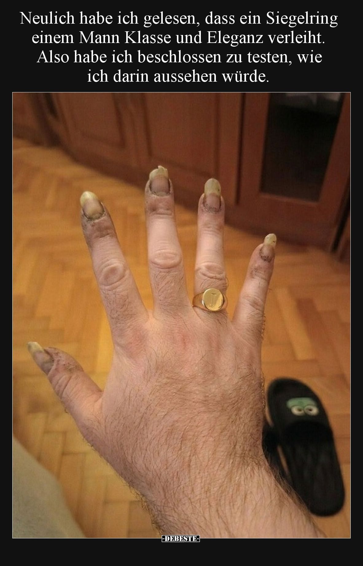 Neulich habe ich gelesen, dass ein Siegelring einem Mann Klasse und Eleganz verleiht. Also habe ich beschlossen zu testen, wi...