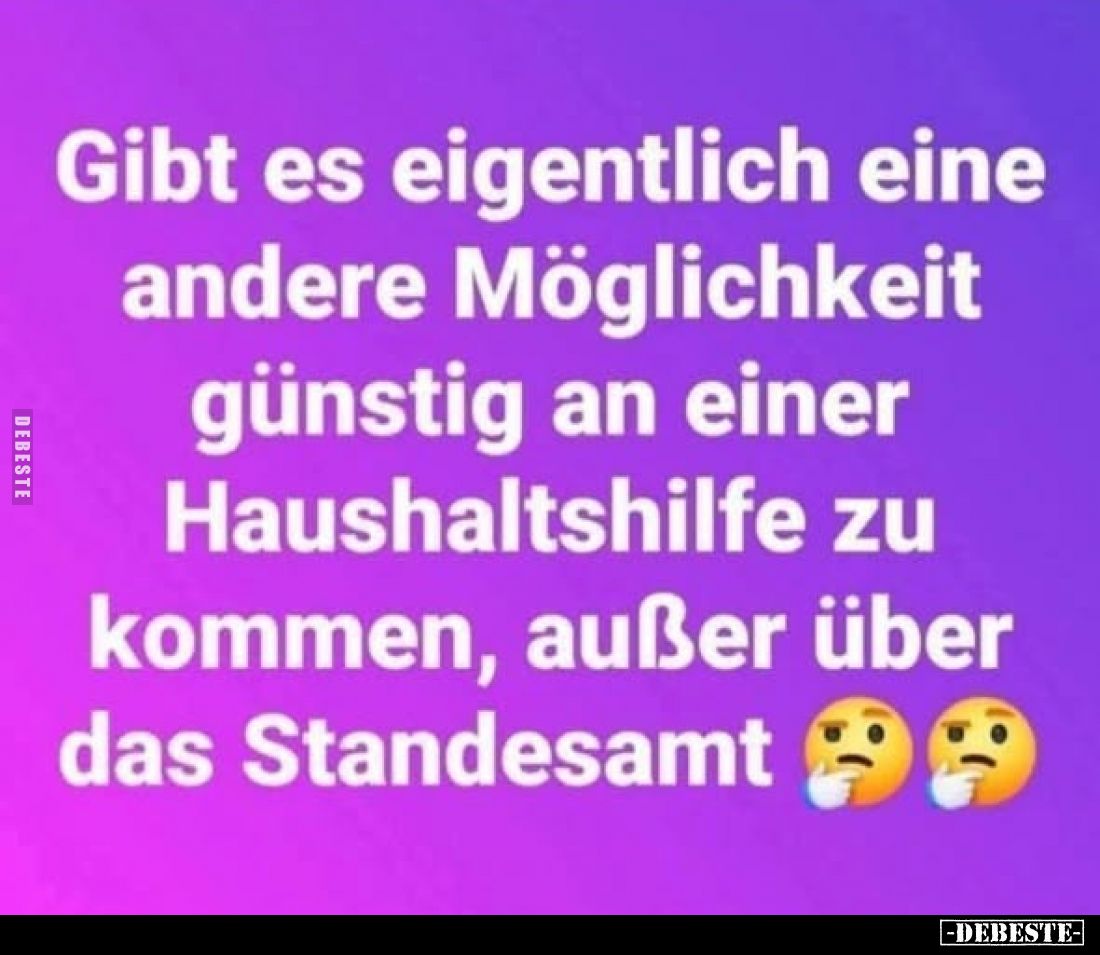 Gibt es eigentlich eine andere Möglichkeit günstig an einer Haushaltshilfe zu kommen, außer über das Standesamt