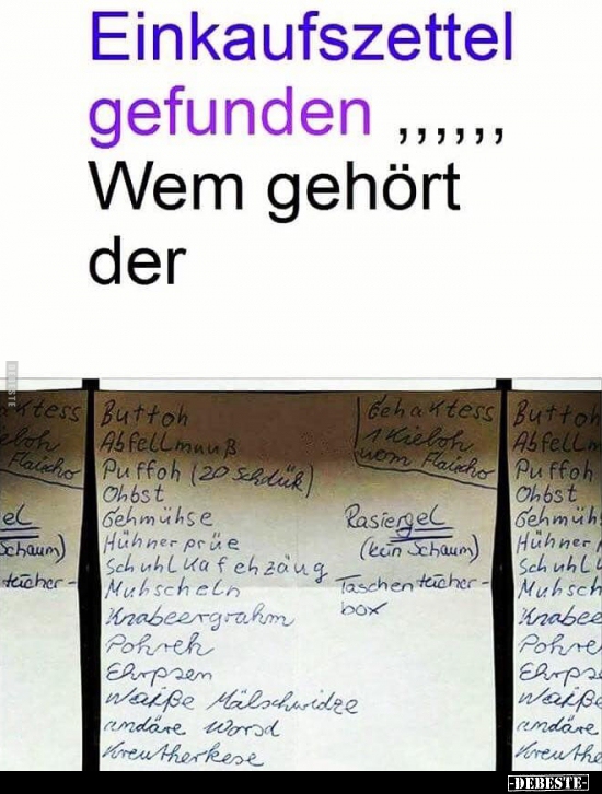 Einkaufszettel gefunden.. - Lustige Bilder | DEBESTE.de