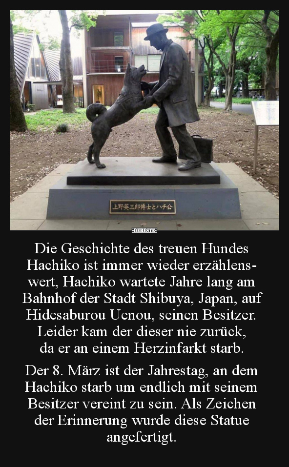 Die Geschichte des treuen Hundes Hachiko ist immer wieder.. - Lustige Bilder | DEBESTE.de