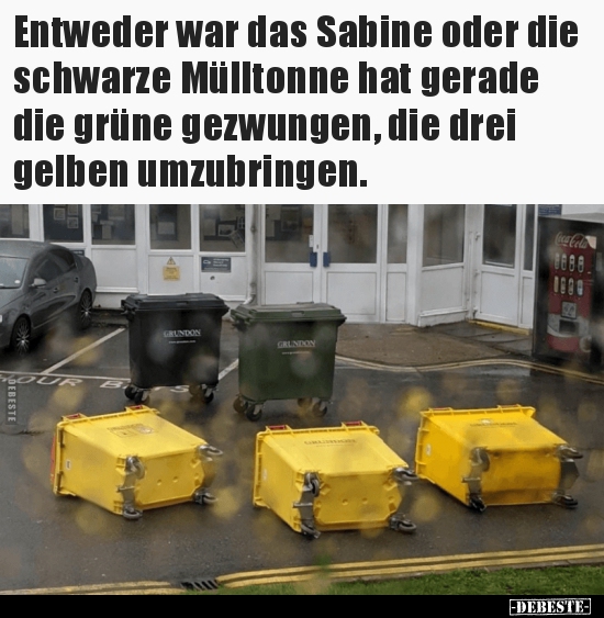 Entweder war das Sabine oder die schwarze Mülltonne hat.. - Lustige Bilder | DEBESTE.de