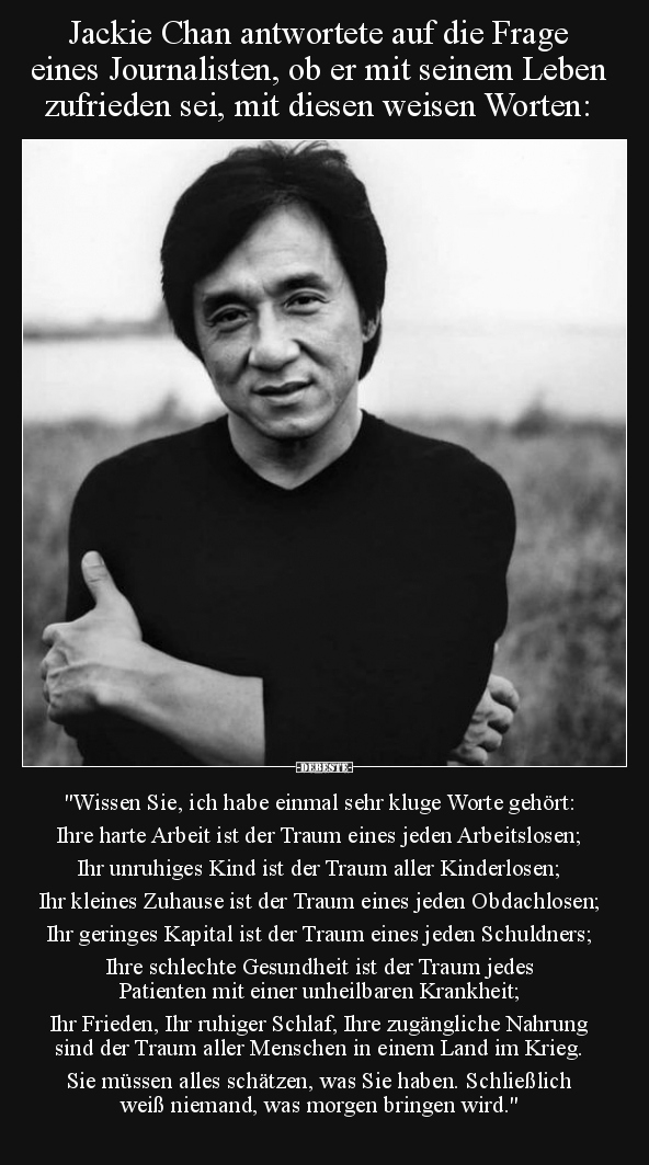 Jackie Chan antwortete auf die Frage eines Journalisten.. - Lustige Bilder | DEBESTE.de