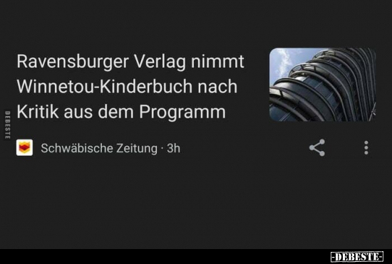 Ravensburger Verlag nimmt Winnetou-Kinderbuch nach Kritik.. - Lustige Bilder | DEBESTE.de