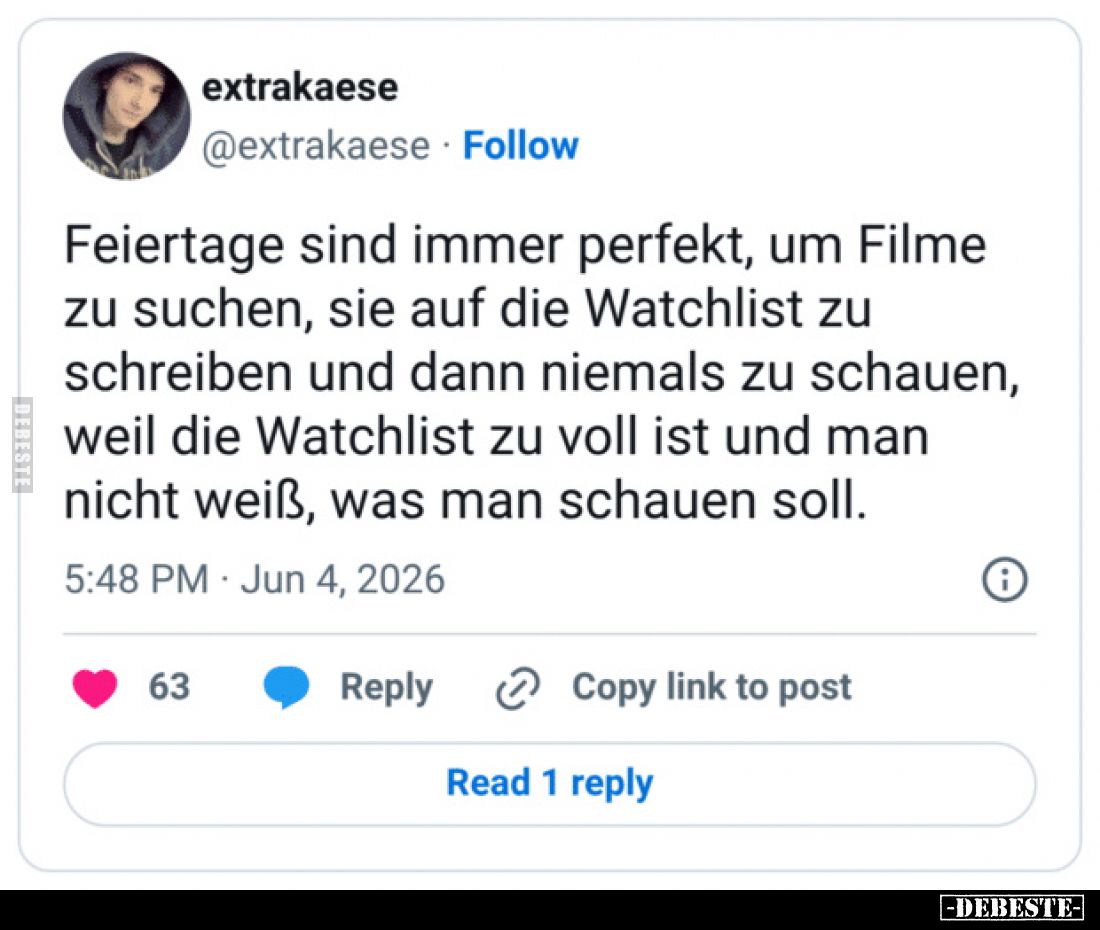 Feiertage sind immer perfekt, um Filme zu suchen, sie auf die Watchlist zu schreiben und dann niemals zu schauen, weil die Wa...