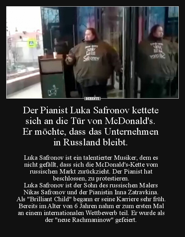 Der Pianist Luka Safronov kettete sich an die Tür von.. - Lustige Bilder | DEBESTE.de