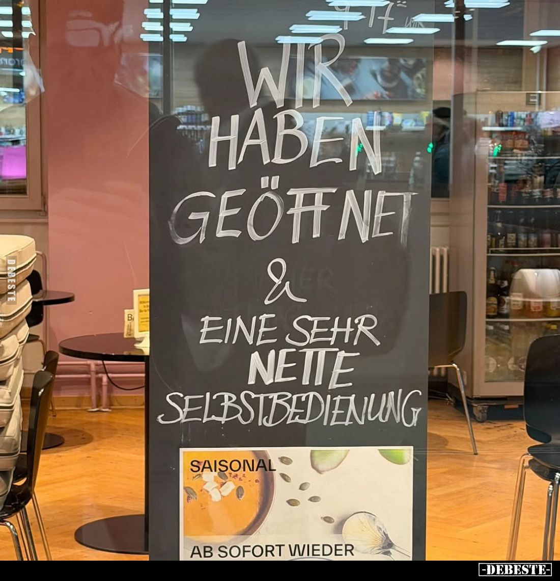 Wir haben geöffnet und eine sehr nette Selbstbedienung.