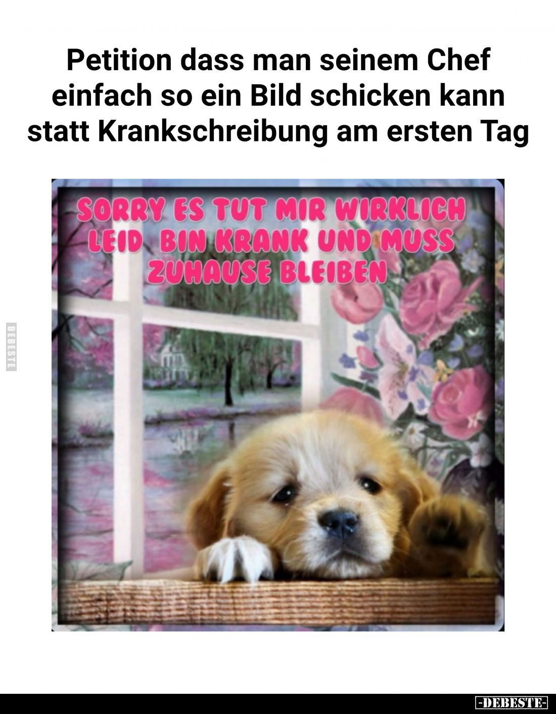 Petition dass man seinem Chef einfach so ein Bild schicken kann statt Krankschreibung am ersten Tag.
