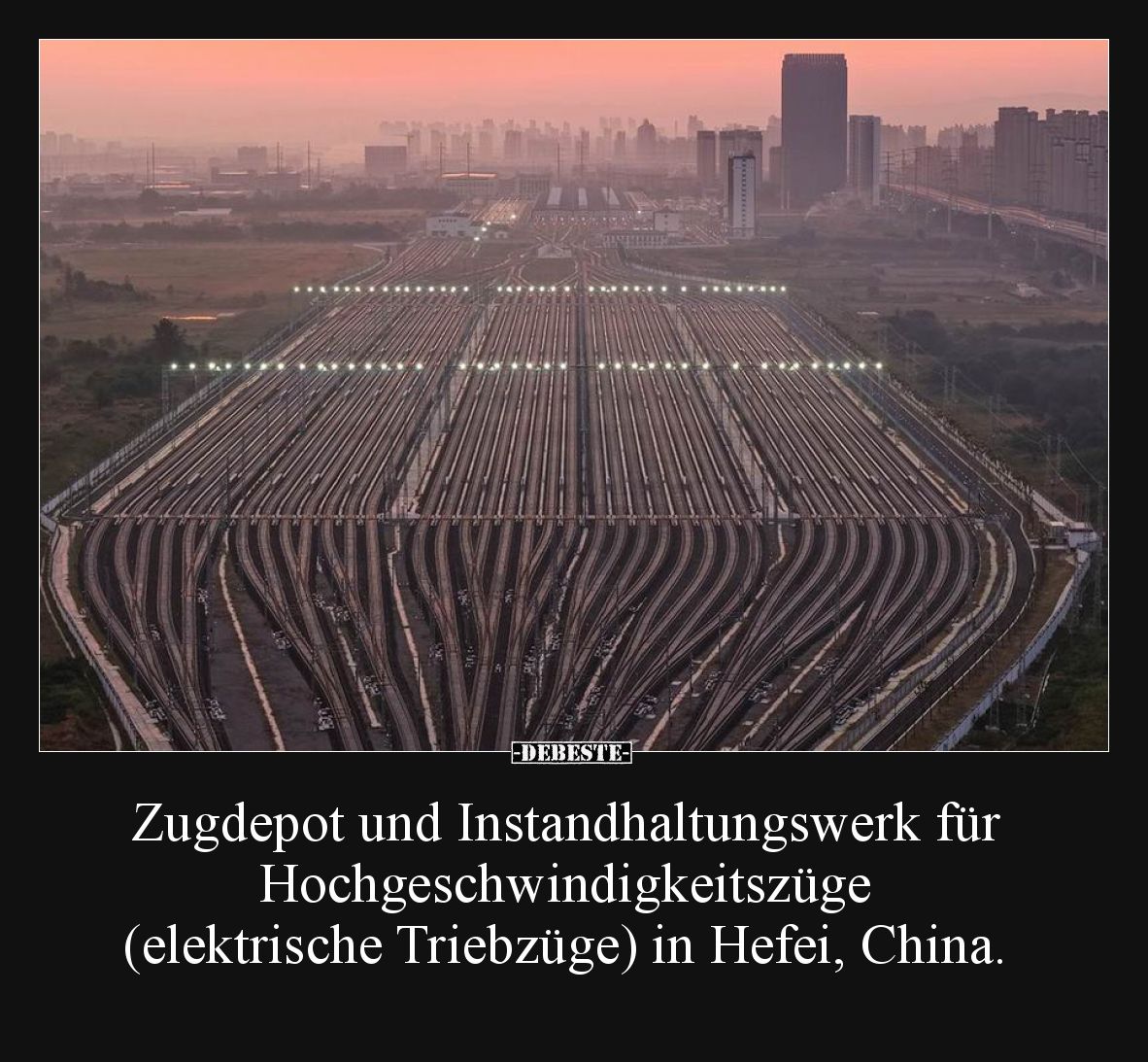 Zugdepot und Instandhaltungswerk für Hochgeschwindigkeitszüge (elektrische Triebzüge) in Hefei, China.