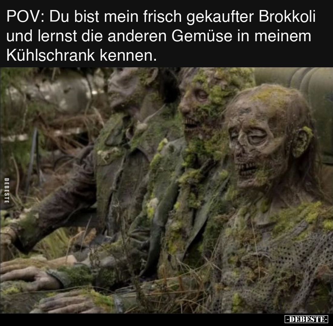 POV: Du bist mein frisch gekaufter Brokkoli und lernst die anderen Gemüse in meinem Kühlschrank kennen.