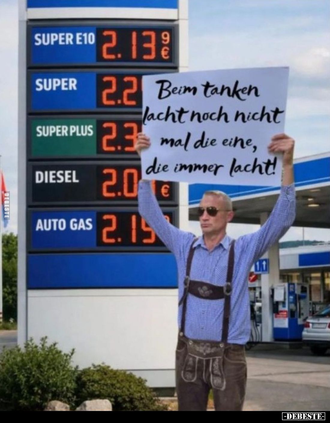 Beim tanken lacht noch nicht mal die eine, die immer lacht!