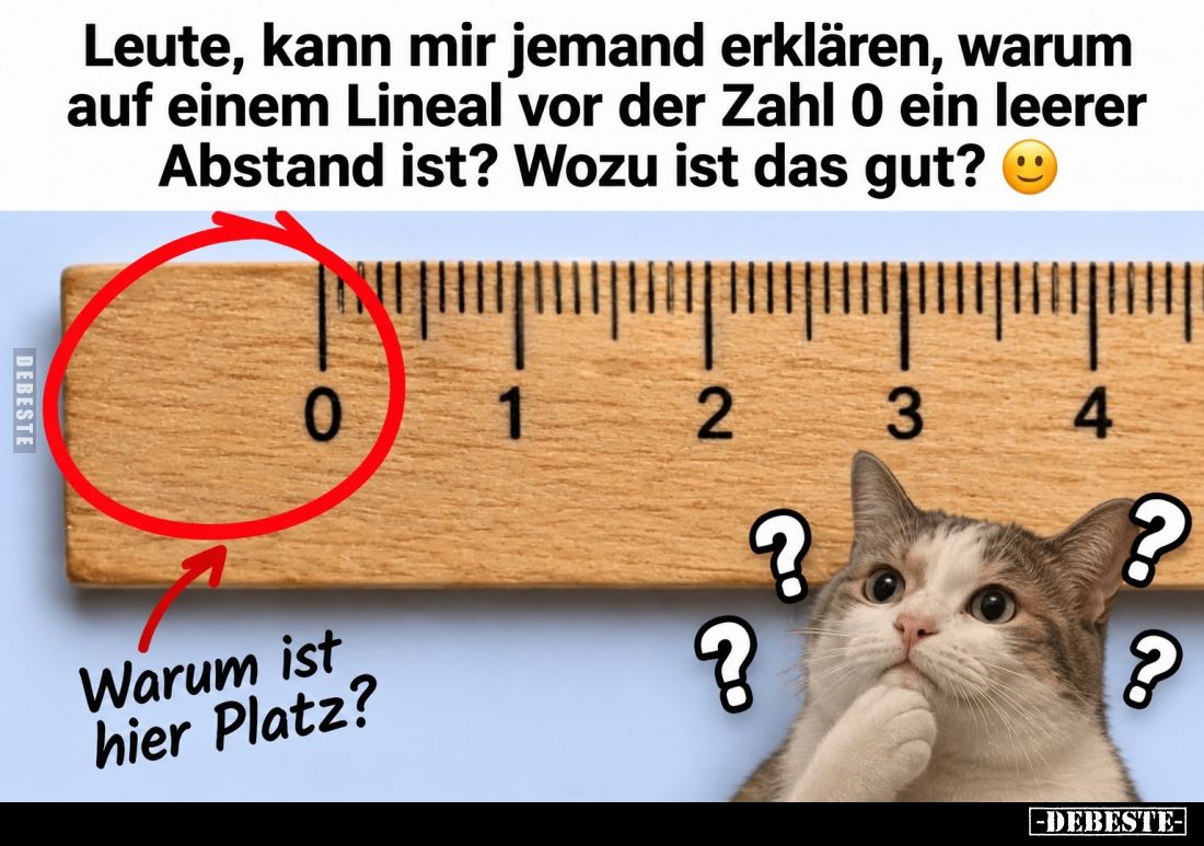 Leute, kann mir jemand erklären, warum auf einem Lineal vor der Zahl 0 ein leerer Abstand ist? Wozu ist das gut?